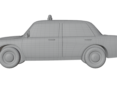 Low-Poly Vintage Police Car Game-Ready and Render Asset Model 3D