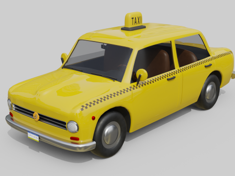 Low-Poly Vintage Taxi Car Game-Ready and Render Asset 3D Модель