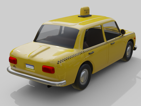 Low-Poly Vintage Taxi Car Game-Ready and Render Asset 3D Модель
