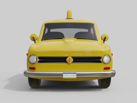 Low-Poly Vintage Taxi Car Game-Ready and Render Asset 3D Модель