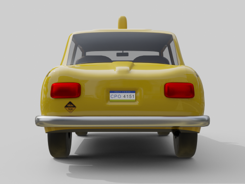 Low-Poly Vintage Taxi Car Game-Ready and Render Asset 3D Модель