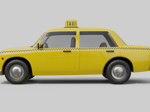 Low-Poly Vintage Taxi Car Game-Ready and Render Asset 3D Модель