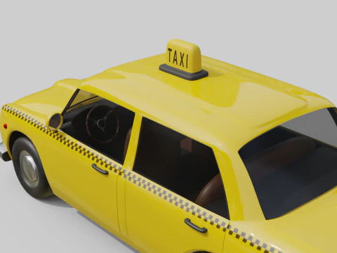 低聚老式出租车游戏就绪和渲染资产 3D 模型