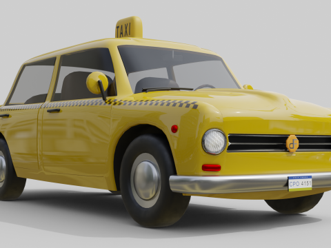 Low-Poly Vintage Taxi Car Game-Ready and Render Asset 3D Модель
