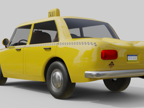 Low-Poly Vintage Taxi Car Game-Ready and Render Asset 3D Модель
