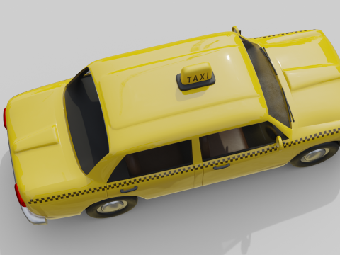 Low-Poly Vintage Taxi Car Game-Ready and Render Asset 3D Модель