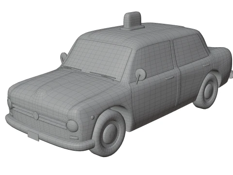 低聚老式出租车游戏就绪和渲染资产 3D 模型