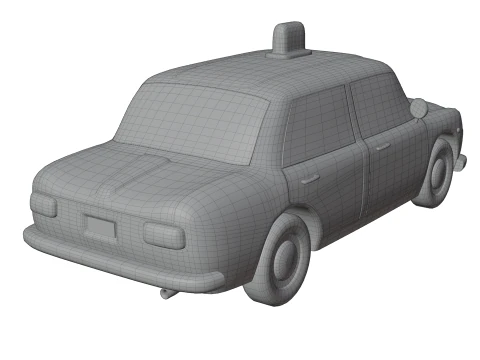 低聚老式出租车游戏就绪和渲染资产 3D 模型