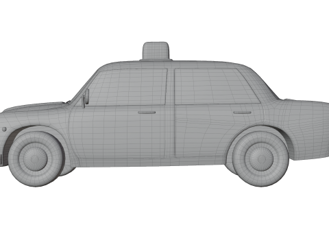 Low-Poly Vintage Taxi Car Game-Ready and Render Asset 3D Модель