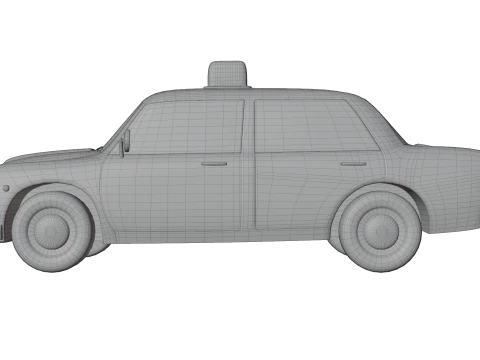 低聚老式出租车游戏就绪和渲染资产 3D 模型