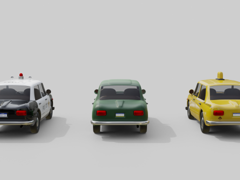 Vintage Sedan Cars Set Game-Ready and Render Asset Collection 3D Model