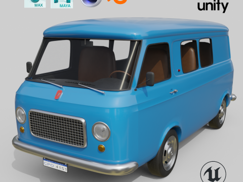 Realistic Vintage Transport Van High-Detail Game-Ready Render Asset 3Dモデル