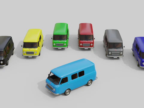 Realistic Vintage Transport Van High-Detail Game-Ready Render Asset 3D Model