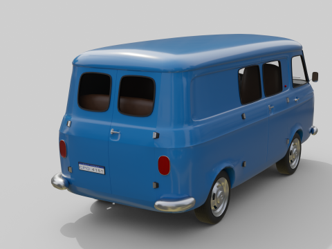 Realistic Vintage Transport Van High-Detail Game-Ready Render Asset 3Dモデル