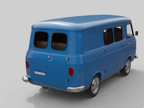 Realistic Vintage Transport Van High-Detail Game-Ready Render Asset 3D Model