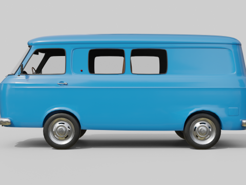 Realistic Vintage Transport Van High-Detail Game-Ready Render Asset 3Dモデル