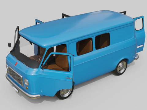 Realistic Vintage Transport Van High-Detail Game-Ready Render Asset 3D Model
