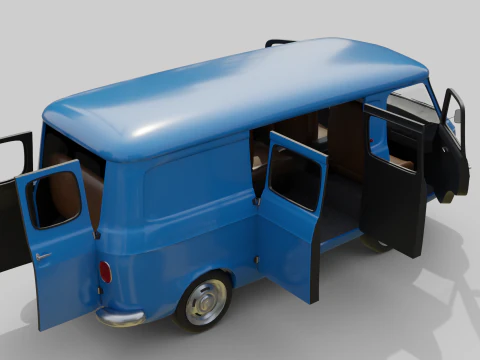 Realistic Vintage Transport Van High-Detail Game-Ready Render Asset 3D Model
