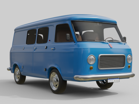 Realistic Vintage Transport Van High-Detail Game-Ready Render Asset 3Dモデル