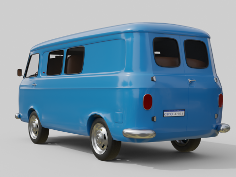 Realistic Vintage Transport Van High-Detail Game-Ready Render Asset 3Dモデル