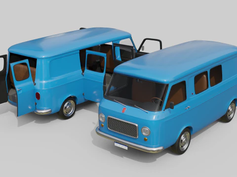 Realistic Vintage Transport Van High-Detail Game-Ready Render Asset 3D Model