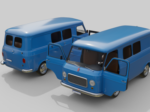 Realistic Vintage Transport Van High-Detail Game-Ready Render Asset 3Dモデル