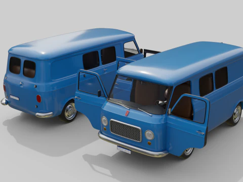 Realistic Vintage Transport Van High-Detail Game-Ready Render Asset 3D Model