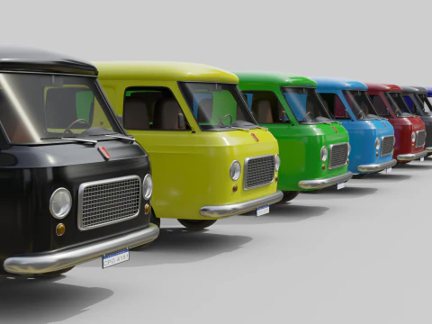 Realistic Vintage Transport Van High-Detail Game-Ready Render Asset 3D Model