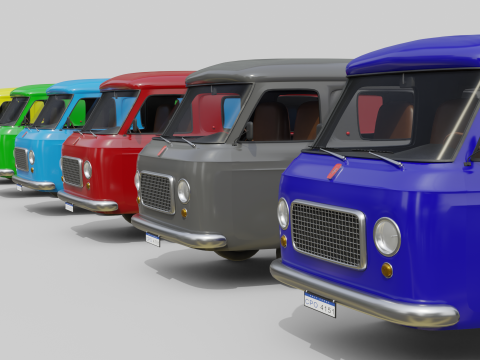 Realistic Vintage Transport Van High-Detail Game-Ready Render Asset 3Dモデル