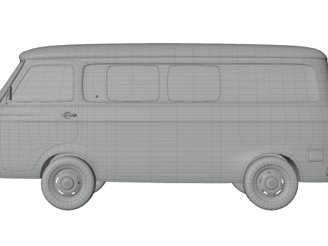 Realistic Vintage Transport Van High-Detail Game-Ready Render Asset 3Dモデル