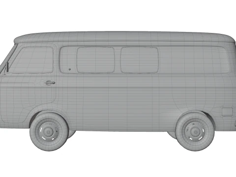 Realistic Vintage Transport Van High-Detail Game-Ready Render Asset 3D Model