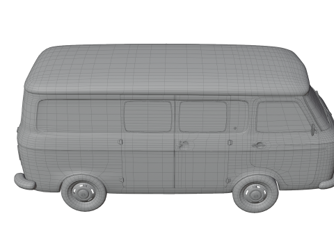 Realistic Vintage Transport Van High-Detail Game-Ready Render Asset 3Dモデル