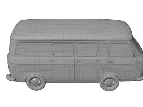 Realistic Vintage Transport Van High-Detail Game-Ready Render Asset 3D Model