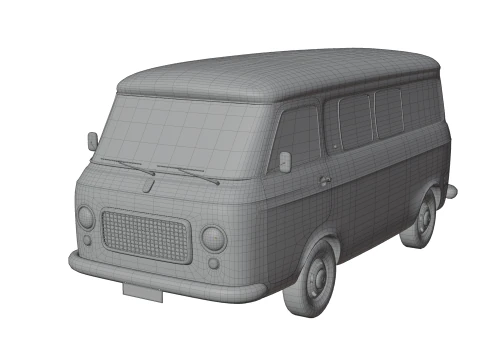Realistic Vintage Transport Van High-Detail Game-Ready Render Asset 3D Model