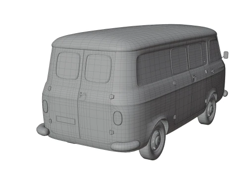 Realistic Vintage Transport Van High-Detail Game-Ready Render Asset 3D Model
