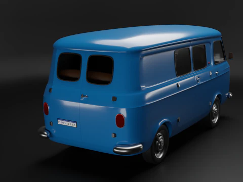 Realistic Vintage Transport Van High-Detail Game-Ready Render Asset 3D Model