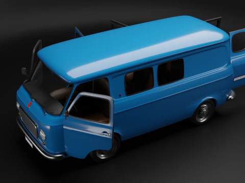 Realistic Vintage Transport Van High-Detail Game-Ready Render Asset 3D Model