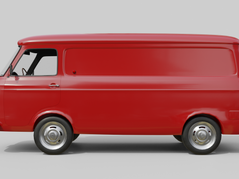 Realistic Vintage Cargo Van High-Detail Game-Ready Render Asset 3D Model