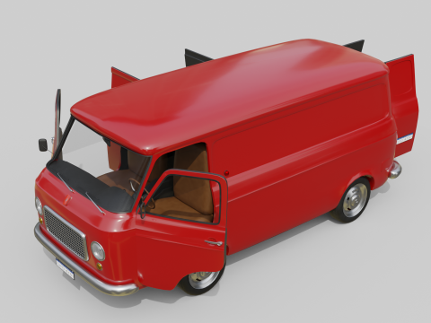 Realistic Vintage Cargo Van High-Detail Game-Ready Render Asset 3D Model