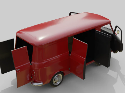 Realistic Vintage Cargo Van High-Detail Game-Ready Render Asset 3D Model