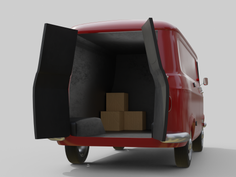 Realistic Vintage Cargo Van High-Detail Game-Ready Render Asset 3D Model