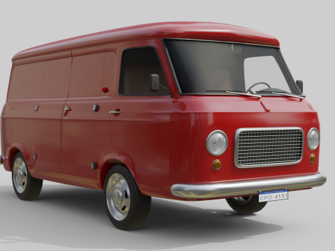 Realistic Vintage Cargo Van High-Detail Game-Ready Render Asset 3D Model