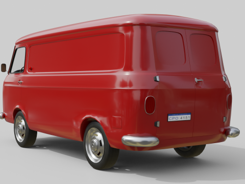 Realistic Vintage Cargo Van High-Detail Game-Ready Render Asset 3D Model