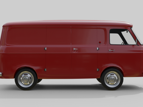 Realistic Vintage Cargo Van High-Detail Game-Ready Render Asset 3D Model