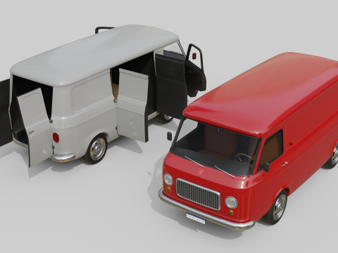 Realistic Vintage Cargo Van High-Detail Game-Ready Render Asset 3D Model