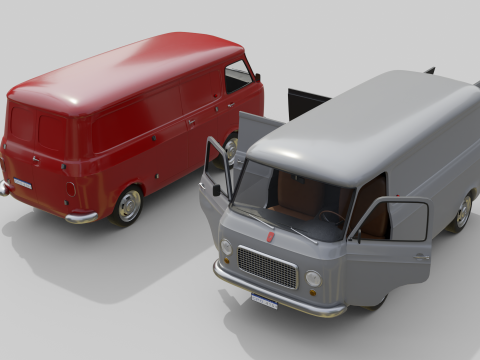 Realistic Vintage Cargo Van High-Detail Game-Ready Render Asset 3D Model
