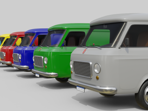 Realistic Vintage Cargo Van High-Detail Game-Ready Render Asset 3D Model