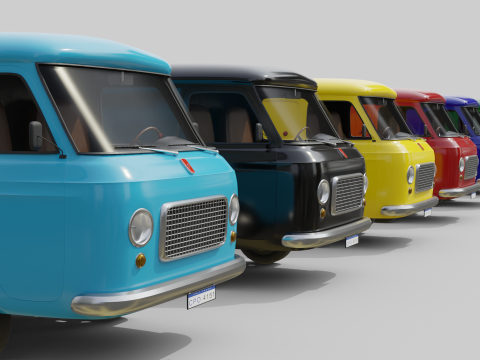 Realistic Vintage Cargo Van High-Detail Game-Ready Render Asset 3D Model