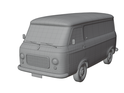 Realistic Vintage Cargo Van High-Detail Game-Ready Render Asset 3D Model