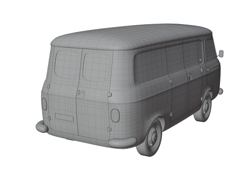 Realistic Vintage Cargo Van High-Detail Game-Ready Render Asset 3D Model